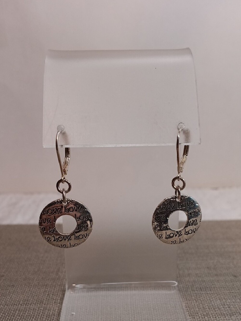 Unlisted Silver Tone 'Love' Round Drop Pierced Earrings